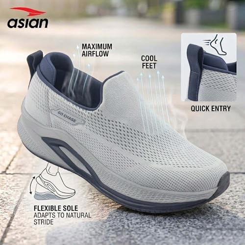 Image of ASIAN Wonderwalk Pro-14 Men's Walking Shoes | Lightweight Slip-On Sports Sneakers | Breathable Knit Mesh | Memory Foam Shoes with Anti-Slip Grip Sole
