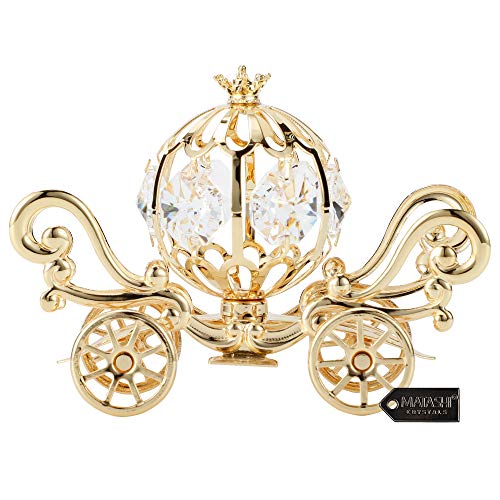 Matashi Gift for Christmas - 24K Gold Plated Crystal Studded Mini Princess Pumpkin Coach Ornament Home Decor Table Top Showpiece - Traditional Decoration Gift for Mom, Daughter, Friends, Family - Image 5