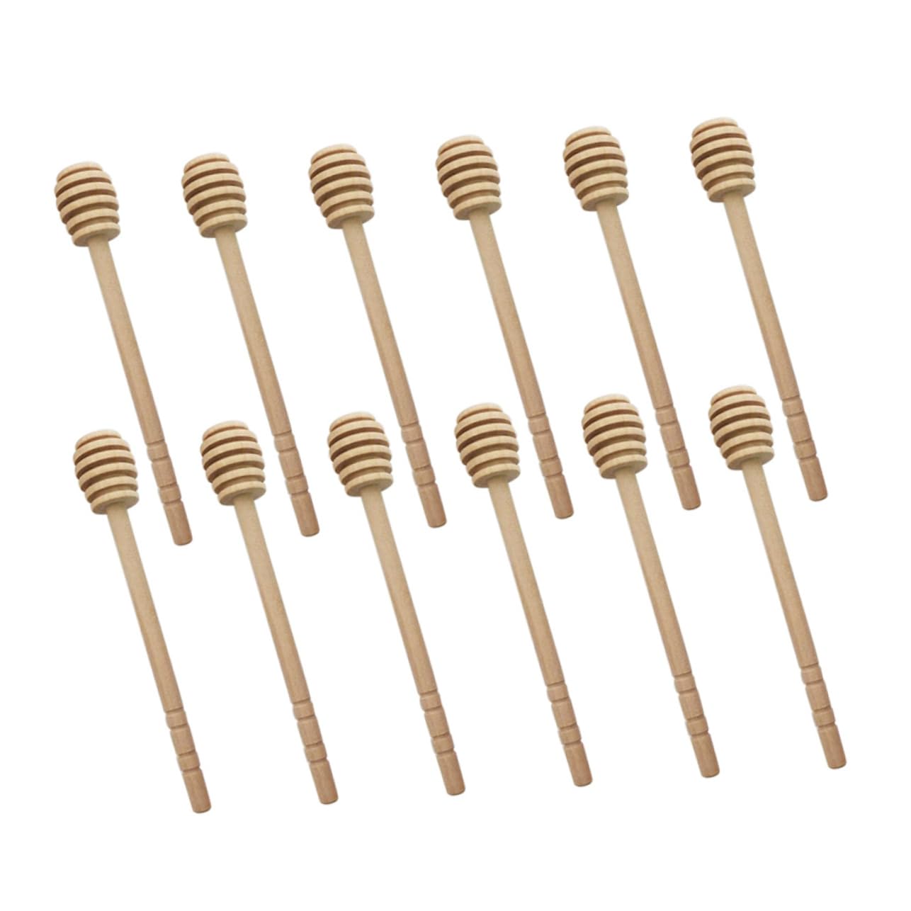 CIYODO 12pcs Honey Stirrer Honey Sticks Honey Stir Sticks Wooden Honey Dippers Syrup Stirrer Honey Stirring Spoon re-usable
