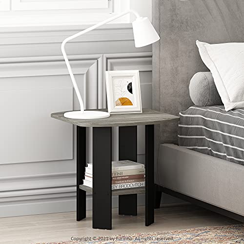 Furinno 2-11180 Simple Design End Table, 2-Pack, French Oak Grey/Black thumb #1