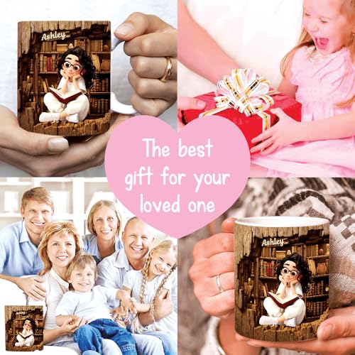 Image of Personalized Books Lover Mug, 11oz 15 oz Ceramic Coffee Cup, Just A Girl Who Loves Reading Books Design, Gift for Women Readers, Christmas (Book-Cartoon)