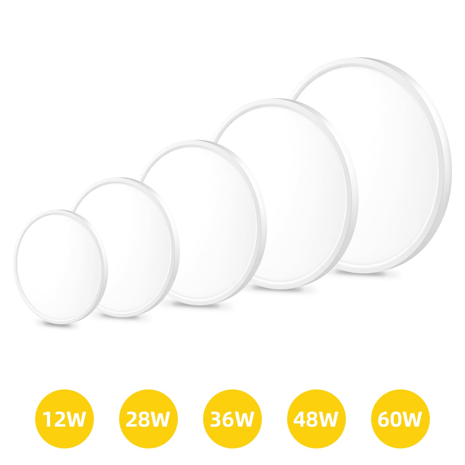 Led Deckenleuchte Flach 60W, Wasserfest, Ø50cm 6000LM 3000K, Rund Lamp Deckenlampen für Badezimmer, Schlafzimmer, Küche, Flur, Weiß