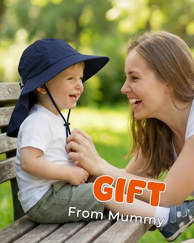 Image of Toddler Baby Sun Hat Kids Summer Beach Essentials Adjustable Beach Hats with Bucket Wide Brim for Boys Girls Age 0-14 Years