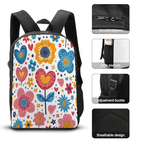 Sac à dos 3D imprimé fleuri cartable imperméable et léger pour écolier