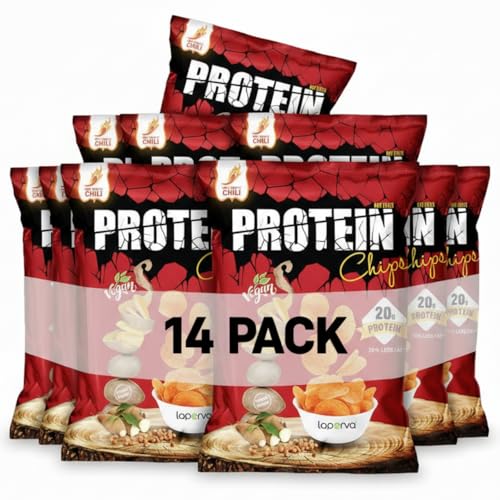 Laperva Protein Chips - 20g Protein per Pack High Fiber Low Fat Vegetarian Snack Delicious and Healthy High Protein Snack - 55 Grams per Pack - (Box of 14 Packs)
