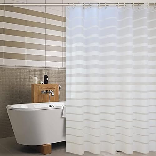 Sainal Peva Bathroom Shower Curtain Liner Waterproof With Rustproof Metal Grommet And Plastic Hooks, 71” X71” For Bathtub Or Shower Stall (Stripe) #TOP20
