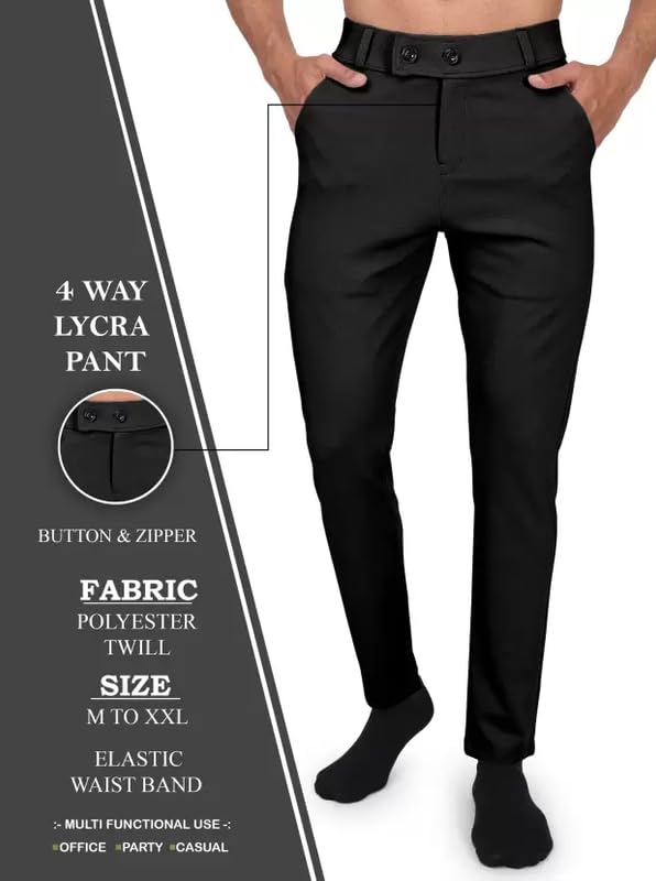 Image of Twill Lycra Men Trouser | Standard Fit Casual & Office Wear | Soft Stretchable Fabric | Comfortable Bottom Wear