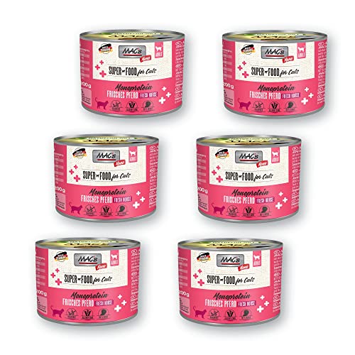 Mac's Cat Katzenfutter Mono Pferd Nassfutter Dosen 6x200g getreidefrei