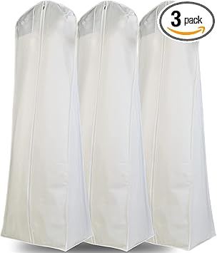 review Semapak 71 inches XL White Non-woven Wedding Dress Garment Bags for Bridal Gown and Overcoat Organization, Pack of 3.