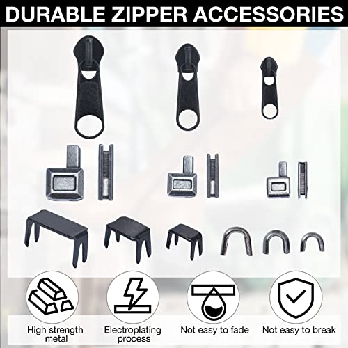 Minatee 163 Piece Zipper Repair Kit - Replacement Zippers, Sliders, Stoppers & Tools for Sewing, Luggage, Jackets, Coats, Jeans (Size 8/5/3)