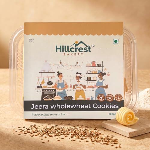 Image of Hillcrest Bakery Jeera Wholewheat Cookies, 300g, 18 Pieces | Premium Baked Snack | Crispy & Delicious | Tea Time Treat | Suitable for Everyday Snacking | Hygienically Packed