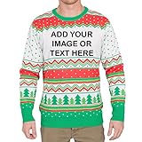 Custom Sublimation Ugly Christmas Sweater (Green/Red, XXXX-Large)