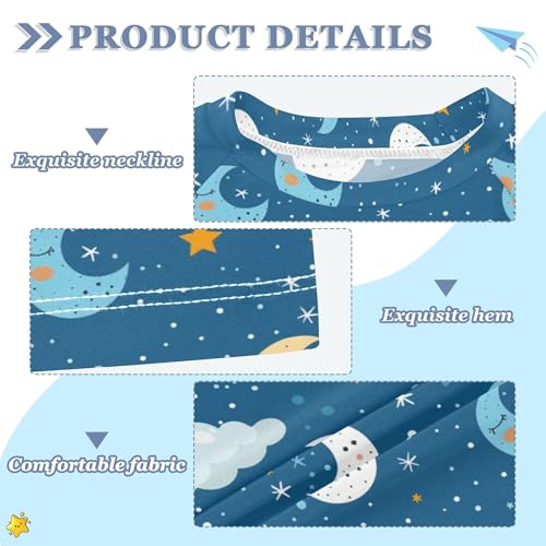 Blue Dot and Moon Boy Bathing Suit Short Sleeves Shirts Swimwear Beach Tops 3T3