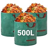 Capacité extra-large - Sacs poubelles de jardin réutilisables, disponibles en 500L. L'anneau de la poubelle est utilisé pour ramasser les déchets, et le sac de jardin est adapté pour de grandes quantités de déchets de jardin légers tels que les feuilles et les débris de plantes, ainsi que les sacs de construction.