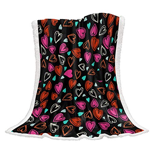 Futuregrace Manta de microfibra con diseño de corazones coloridos, ligera, mullida, para el hogar, dormitorio, sofá, coche, viaje, 99 x 124,5 cm