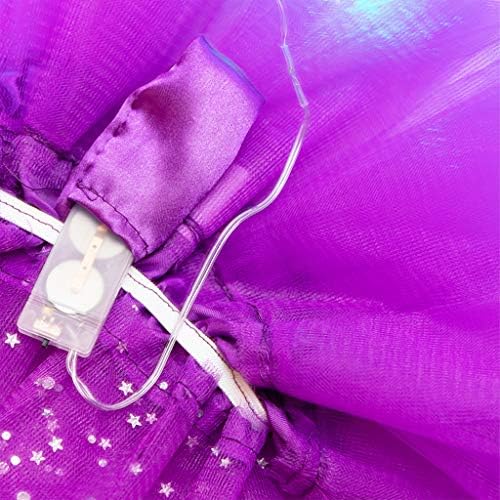 DENGHENG Kids Girls LED Light Up Glitter Star Sequins Ballet Dance Tulle Tutu Skirt 3-12T