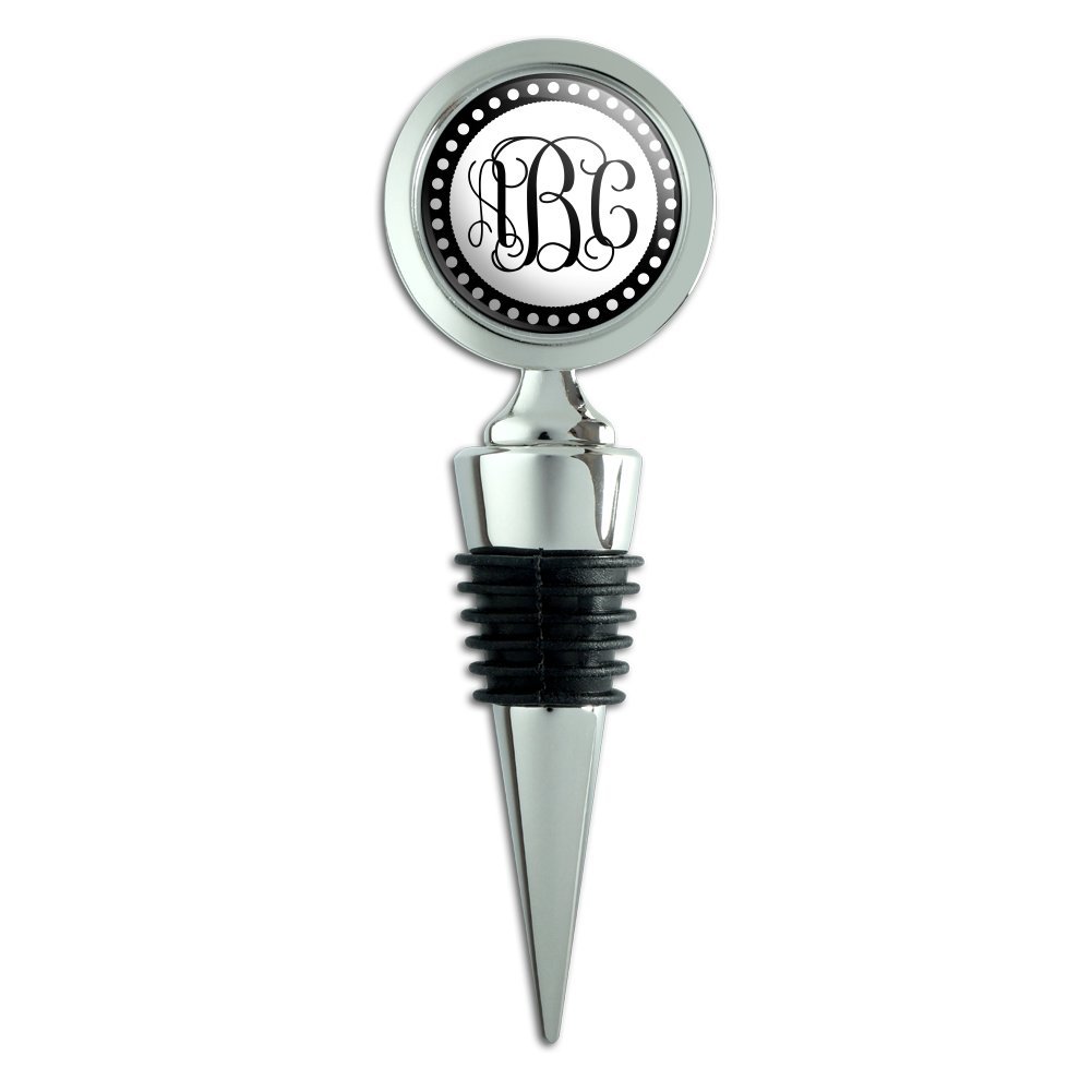 Graphics and More Personalized Custom Wine Bottle Stopper - Monogram Fancy Font Scalloped Outline