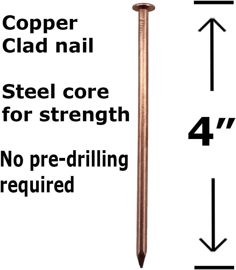 Pack of (50) 4” Copper Nails with Steel cores for Killing Trees & Stumps – No Drill Needed, Won’t Bend, Eco-Friendly Chemical Free