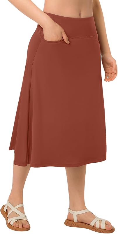 Faldas para mujer ANIVIVO 28" Long Skorts pollera Midi Length Modest Active Travel Skorts con 3 bolsillos