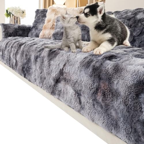 uyeoco Sofa Slipcover Cover Corner 3/2/1/4 Seater, Non-Slip Luxury Plush Sofa Covers, Super Soft Fur Furniture Protector for Sectional Couch (Color : #1, Size : 70x70cm/27x27)