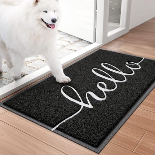 BeneathYourFeet Door Mat (30"x17.5",Black), Welcome Mat Low Profi...