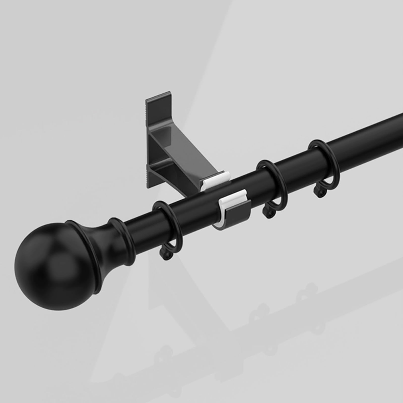 Genérico 100-200cm 250-400cm Barra Cortinas Blanca con Soportes, Barra Decorativa para Cortinas De 27.6 MM De Diámetro para Salon Sala De Estar Y Dormitorio(Negro,1m)
