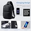 BJIAX slingväska Sling Bag, vattentät axelväska herr bröstficka med USB-laddningsport, för män och kvinnor, lätt axelremsväska för arbete, resor, vandring, cykling och shopping, Crossbody bag, Svart #3
