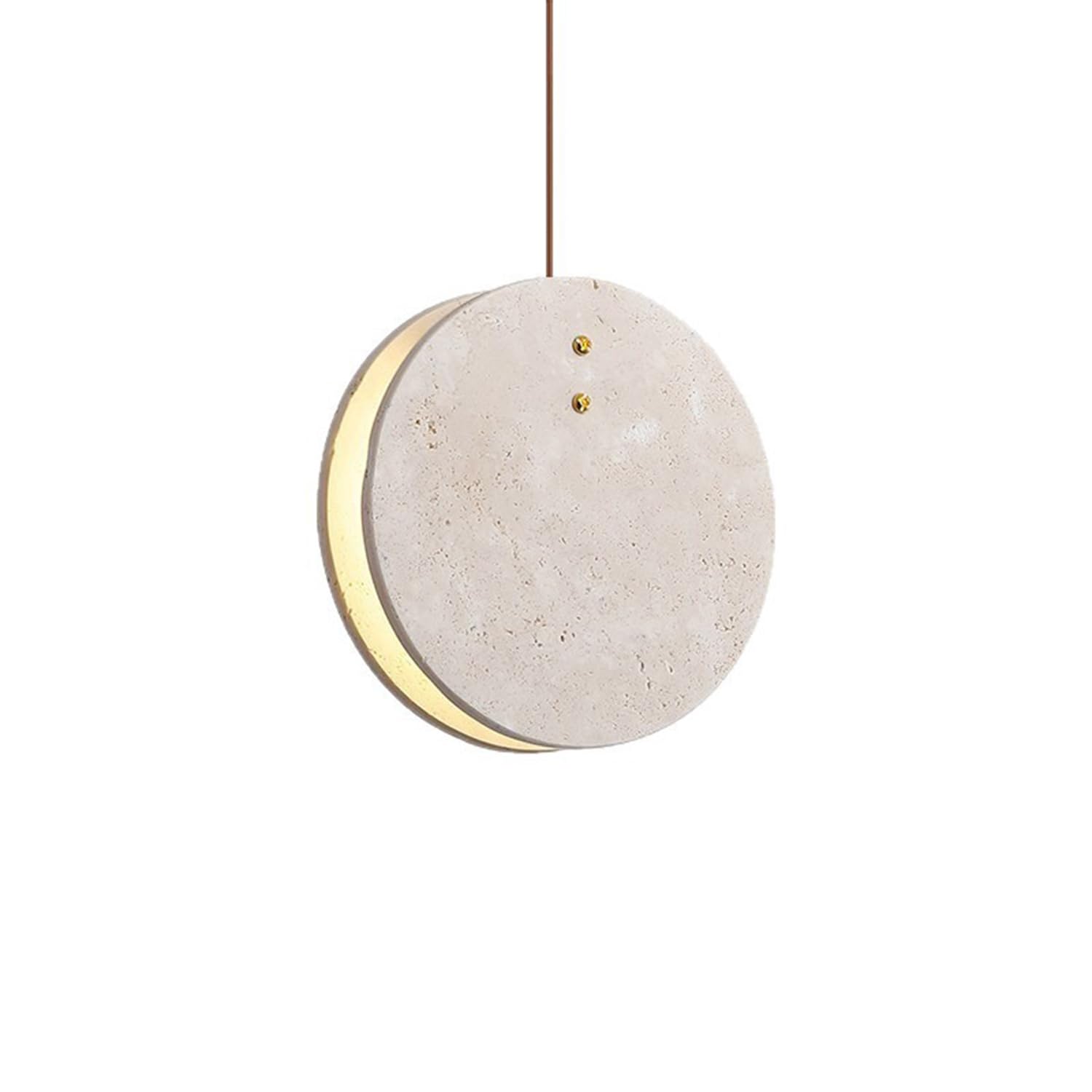 MTNROO Circular Travertine Hanging Lighting 6.3 in Pendant Lamp Chandelier Natural Porous Travertine Stone and Wood Art Decoration Wabi-Sabi Art Industrial for Commercial Living Room Rustic Bar