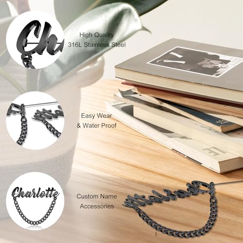 Image of Custom Lapel Pin for Women Men - Name Brooch Pin Personalized Stainless Steel for Wedding Business Party - Gold /Silver /Black Customized Jewelry Gifts