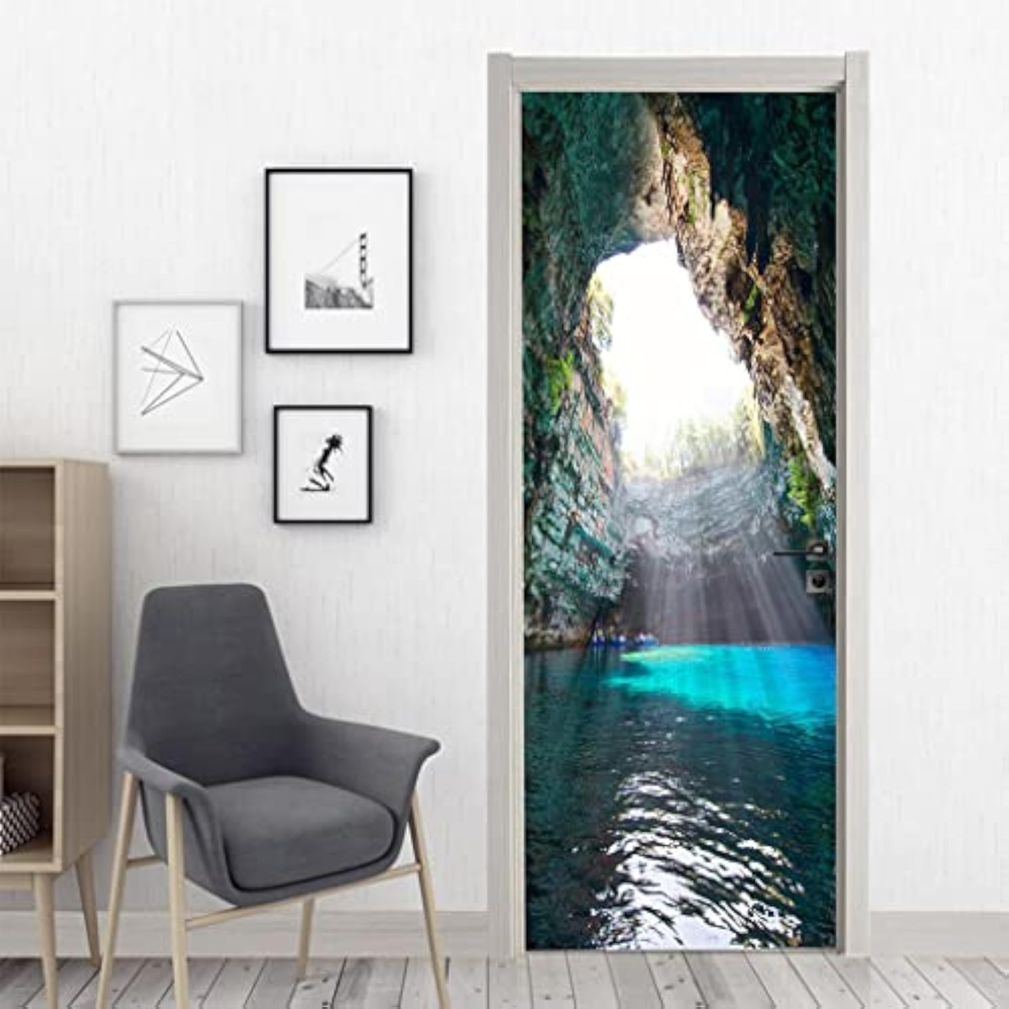 2pcs/Set 3D Self Adhesive Door Wall Mural Sticker