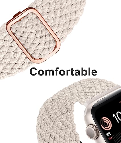 Maledan 6 Pack Braided Solo Loop Compatible with Apple Watch Straps 40mm 38mm 41mm 42mm for Women Men, Adjustable Nylon Stretchy Elastic Sport Band for iWatch SE Series 11 10 9 8 7 6 5 4 3 2 1 Ultra - Image 2