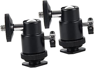 Tripod Accessories 2pcs Slr Camera Accessories Ball Head Tripod Mount Universal Ball Head for Tripod Hot Shoe Mount Adapter 360° Rotating Ball Head Ptz Video Light Black