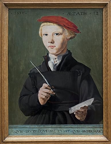 Tableau portrait d'un jeune écolier Jan Van Scorel toile abstraite salon 60x90cm