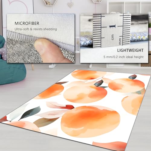 Tapis antidérapant salon lavable en machine 140x200 imprimé fruit orange moderne