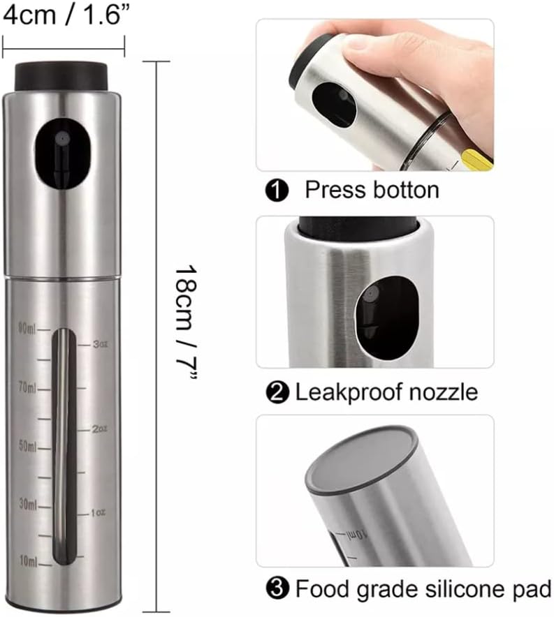 Miniatura 4 de Rociador de aceite de acero inoxidable de 34fl oz ensalada de aceite de oliva para cocinar freidora de aire barbacoa vinagre hornear parrilla