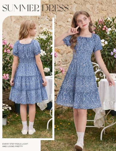 GRACE KARIN Girls Summer Floral Dresses Size 10 Puff Sleeve Princess Dress — view 6