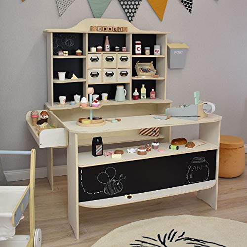 Foto von Roba-Baumann Kaufladen Natur mit Kreidetafel - Kaufmannsladen aus Holz wunderschön und sehr standfest