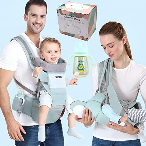 Baby Carrier with Hip Seat and Baby Fedder, 6in1 Baby Wrap Carrier