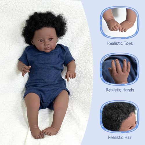 Muñeco Bebé Reborn Negro Realista 20 Pulgadas miniatura 5