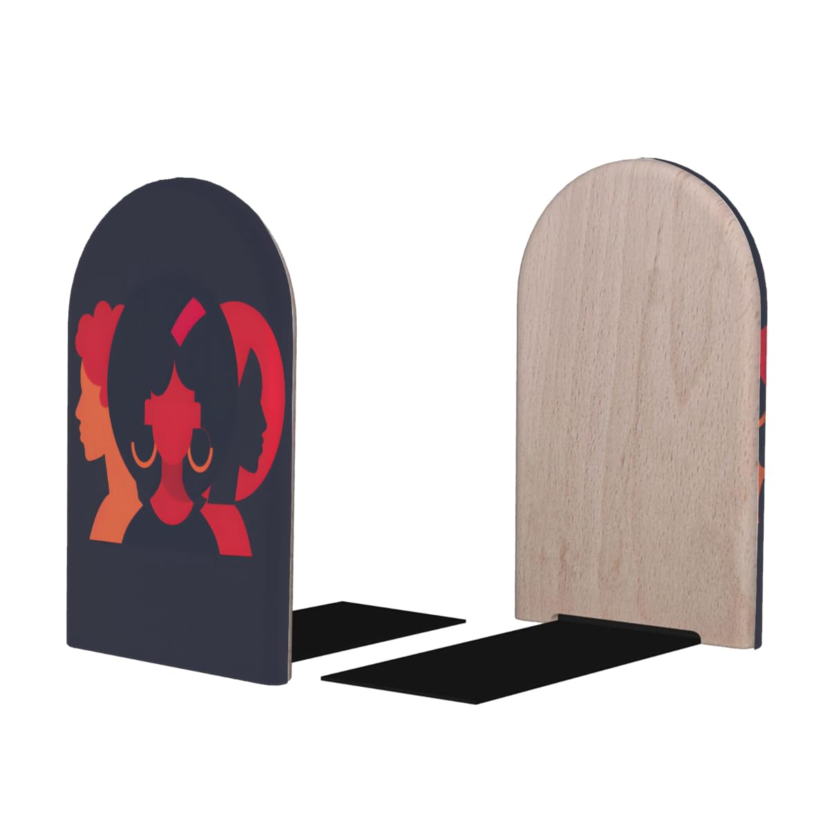 (2 PCS/1 Pairs) Wood Bookends Bohemian Mandala Boy Girl Decorative Wood Bookends for Student School Shelves Kids Room Desk Home Office Book Stoppers for Holiding Books 5x3 Inch