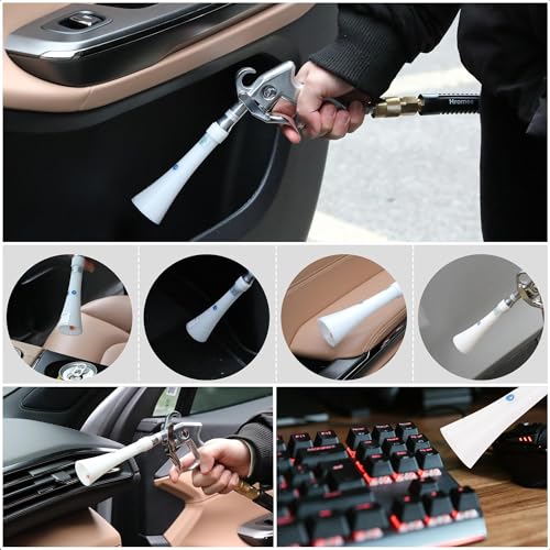 Air Blow Gun with Brass Nozzle, High Pressure Car Cleaning Tool with Adjustable Air Flow, Works with Air Compressor for Blasting Dust from Cars, Furniture & Carpets (Silver) by AIIE-EIIA - Used condition - Image 6
