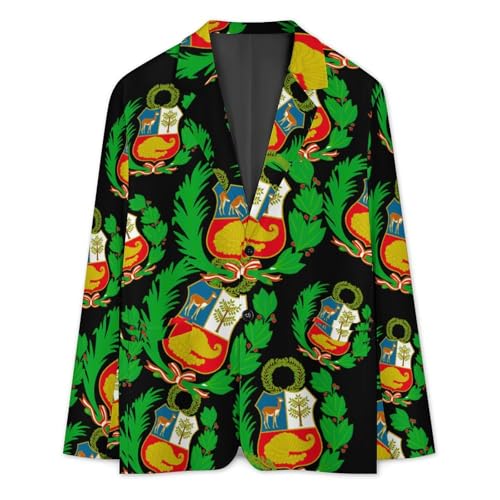 Peru-Flag Logo Men's Slim Suit Long-Sleeve Prom Tuxedo Classic Two Button Business Jacket3