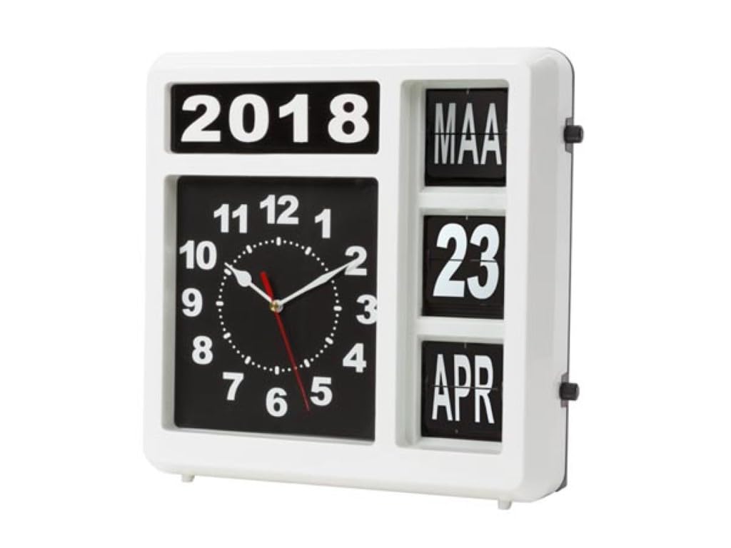 Perel Orologio a fogli mobili con calendario, quadrato, analogico, 31 x 31 cm, versione olandese