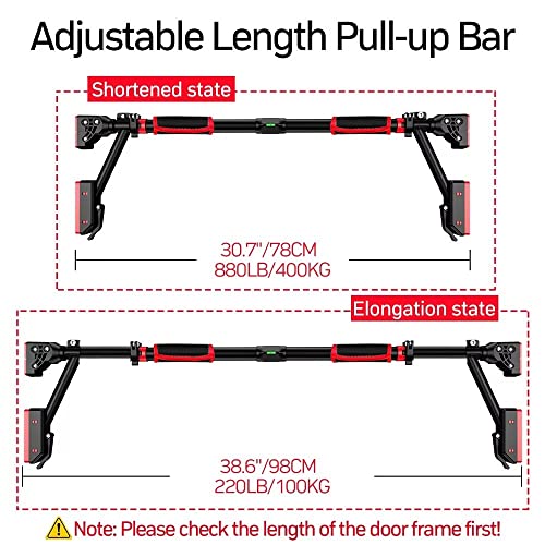 Pull Up Bar - Iwondgym Two-Way Support Pullup Bar For Doorway With Dual Security Locking & No Screws, Strength Training Chin Up Bar For Home Gym With Level Meter & Adjustable Width, Max Load 880 Lbs #TOP5