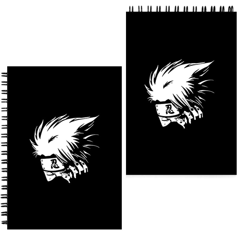 Pack of 2 Printed Notebook Diary Planner Organizer Journal 100 GSM White Paper Unruled A6,Paperback wiro binding Notepad 10.5x14.8cm - Simple Anime B&W - DASM United