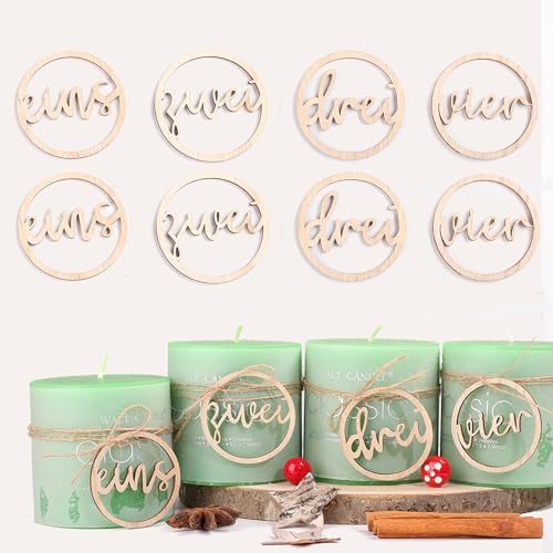 Kerzen mit Zahlen 1-4 16 HERZONE 2sets Adventszahlen 1-4 Adventskranz Zahlen Holz 1 2 3 4 für...