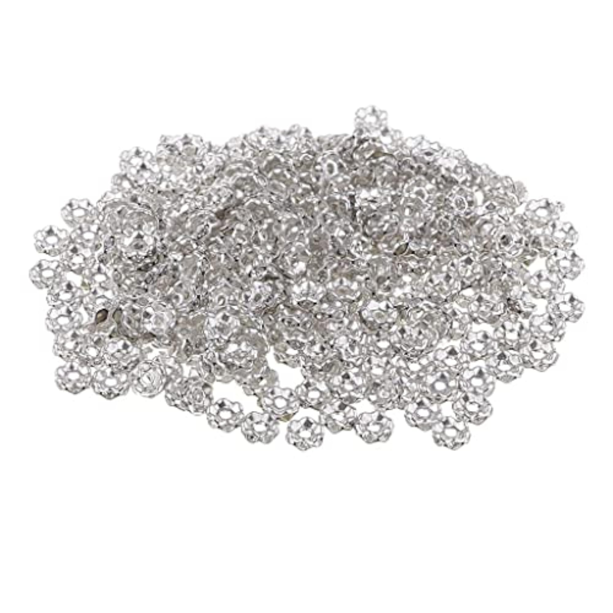 300 Pcs Crystal Wave Margin Rondelle Spacer Bead Silver