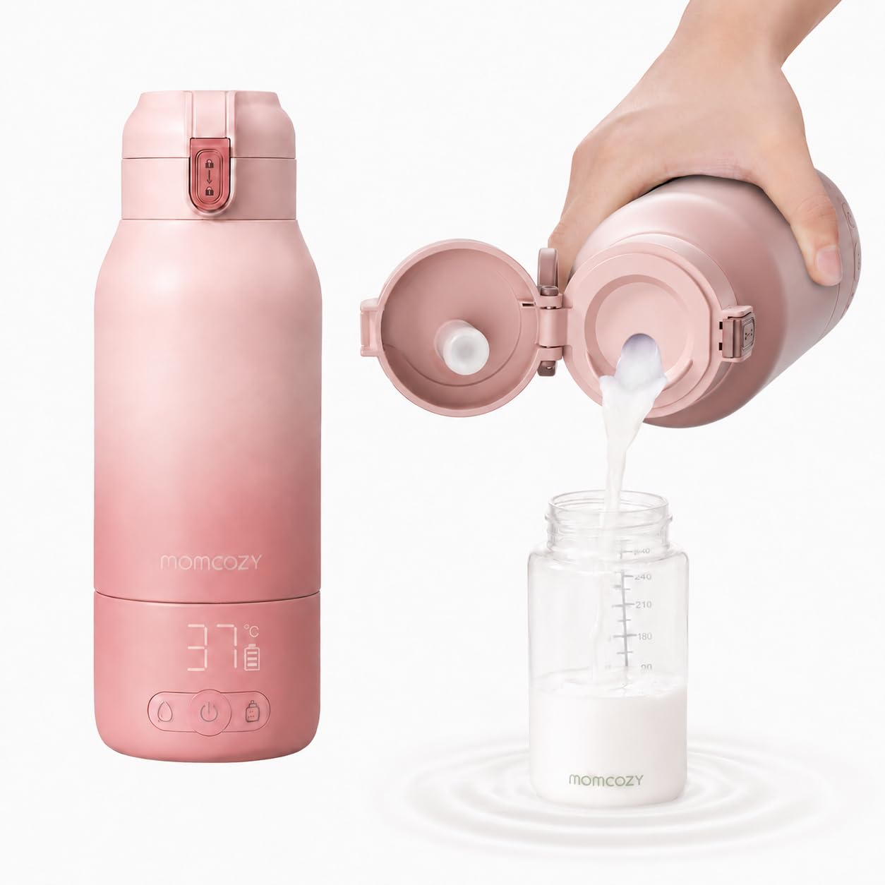 Momcozy MW05 Przenośny podgrzewacz do butelek dla dzieci do noszenia w podróży, pojemność 500 ml + 24x użycie/bateria | Certyfikowany podgrzewacz do butelek TÜV-CE | Szybkie nagrzewanie w 3 min. (Bez