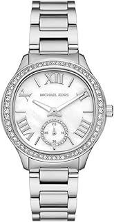 ساعة من الفولاذ المقاوم للصدأ للنساء من مايكل كورس، فضي، 38 ملم، موديل MK4807