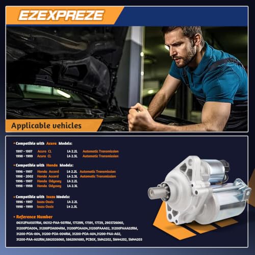 Image of Ezexpreze 17729 New Starter for 2.2L 2.3L Honda Accord 1996-2002 (Automatic Transmission), for Odyssey 1996-1998, for Acura Cl 1997-1999 (Automatic Transmission), for Isuzu Oasis 1996-1999